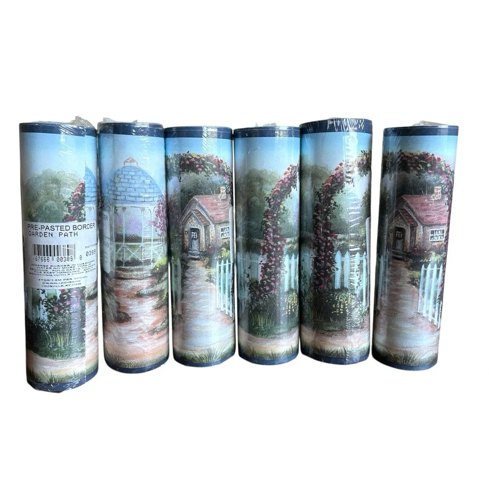Country Garden Arbor Cottage Gazebo Pre-Pasted Wall Border 6 rolls 24 Yards
